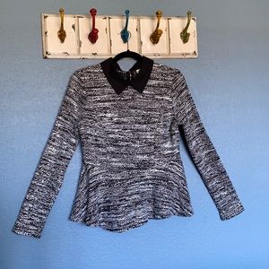 NWT CHERRYDRESS black collar ruffle bottom sweater